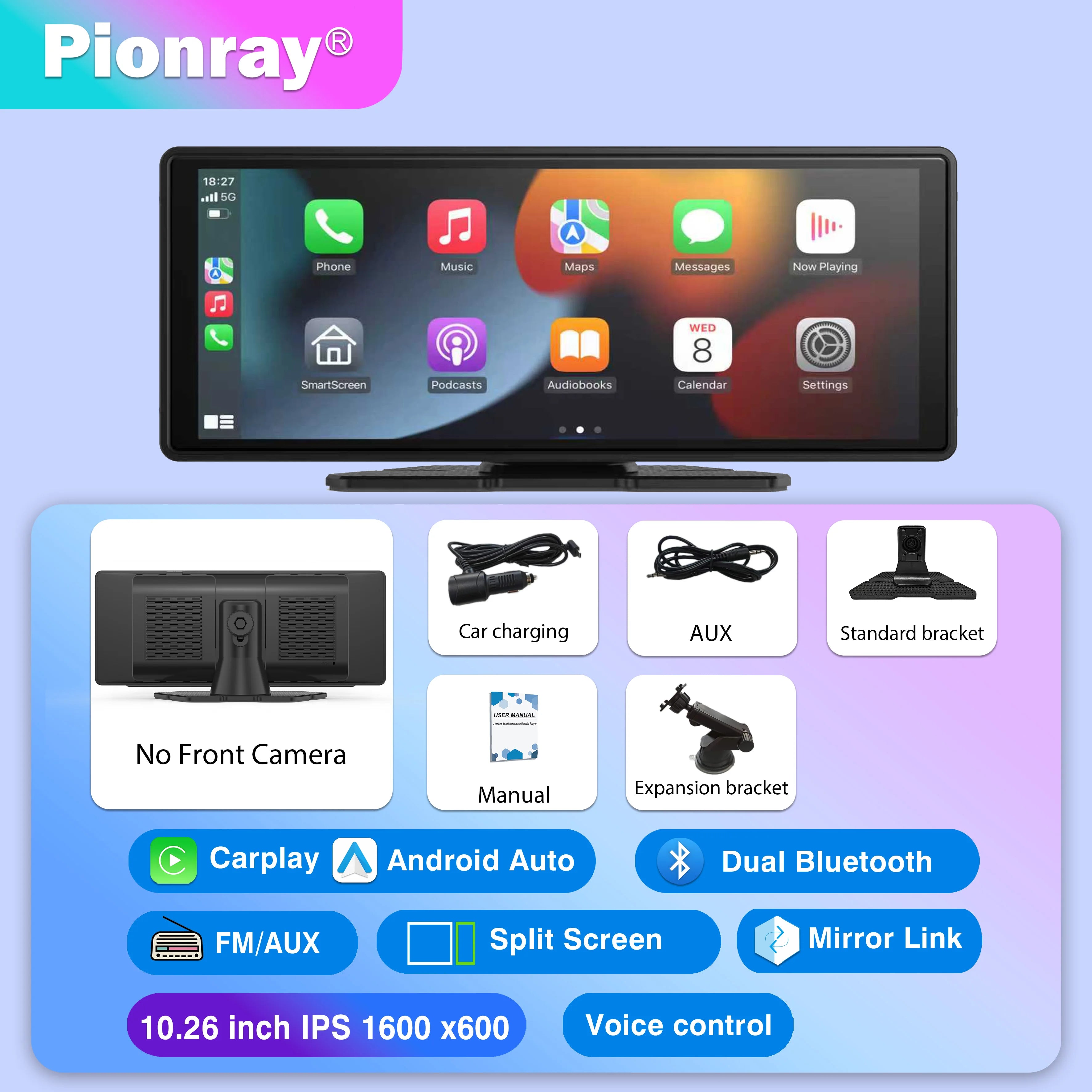 Pionray 7/10" Universal Android Auto CarPlay Screen