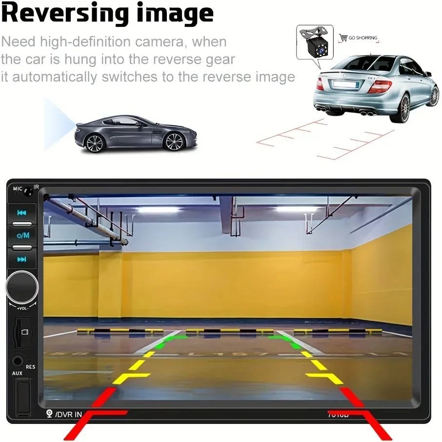 QueenDer 7-Inch MP5 Car Radio - Backup Camera, HD Touch Screen, BT, USB/SD/AUX/FM Multimedia