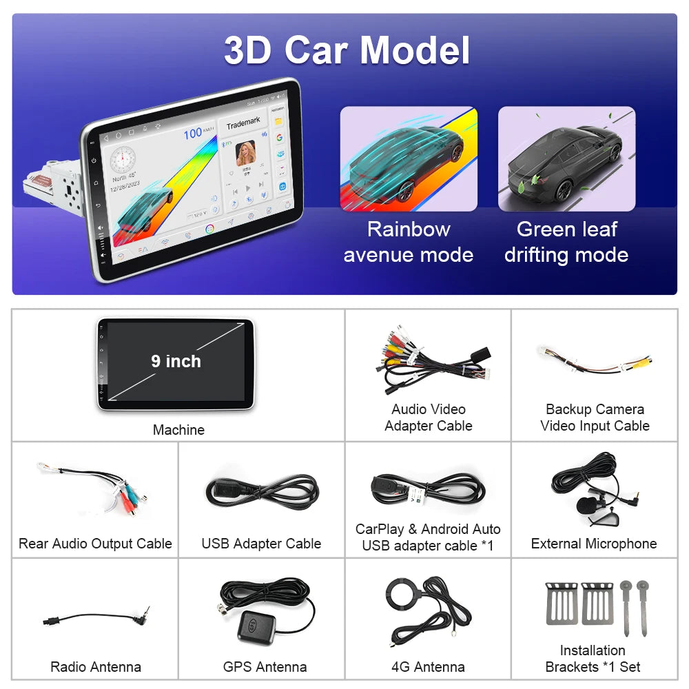 AntNavi 9″ Rotatable Car Multimedia Player