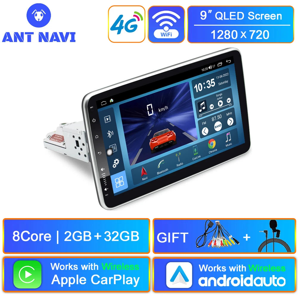 AntNavi 9″ Rotatable Car Multimedia Player