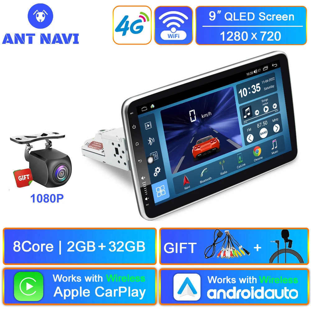 AntNavi 9″ Rotatable Car Multimedia Player