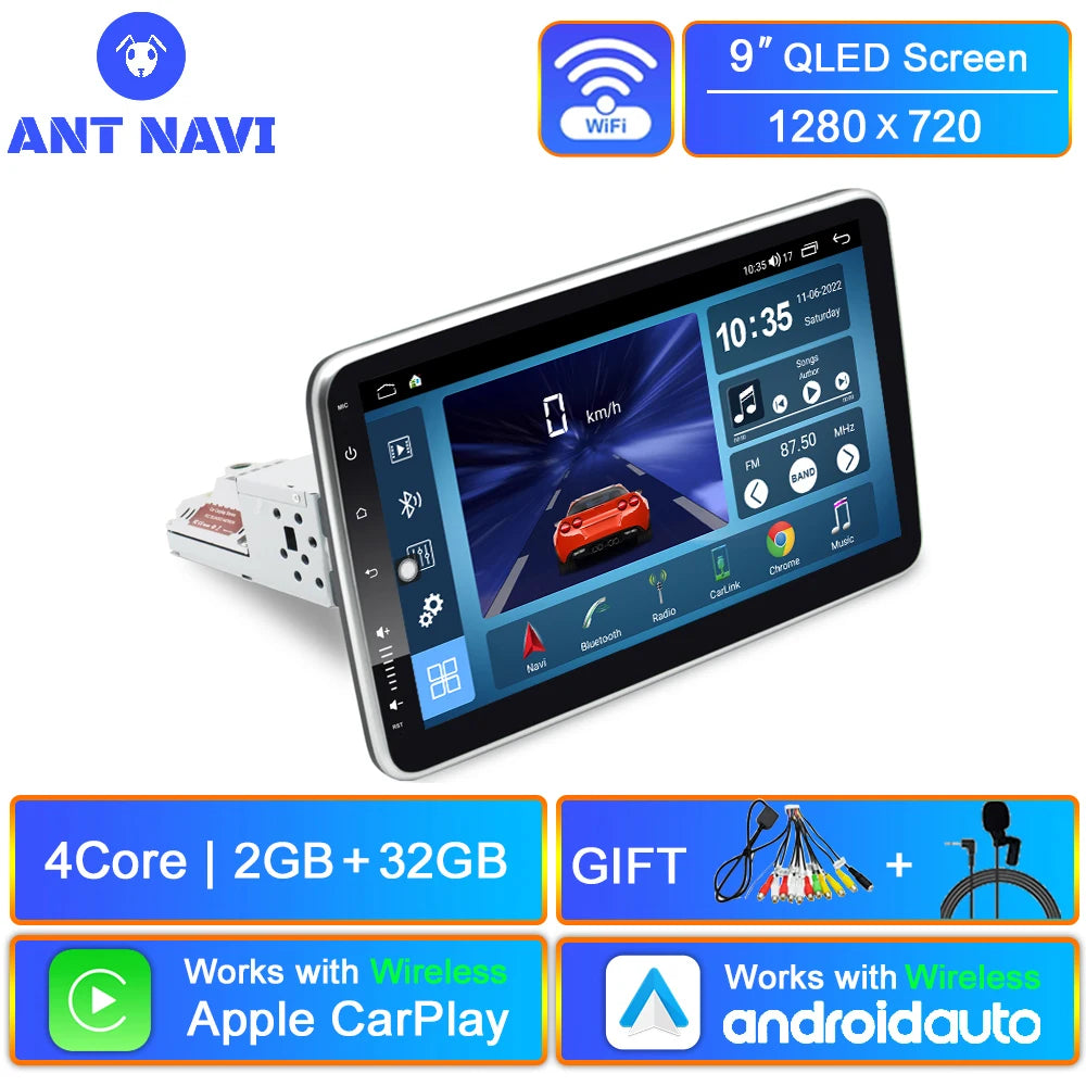 AntNavi 9″ Rotatable Car Multimedia Player