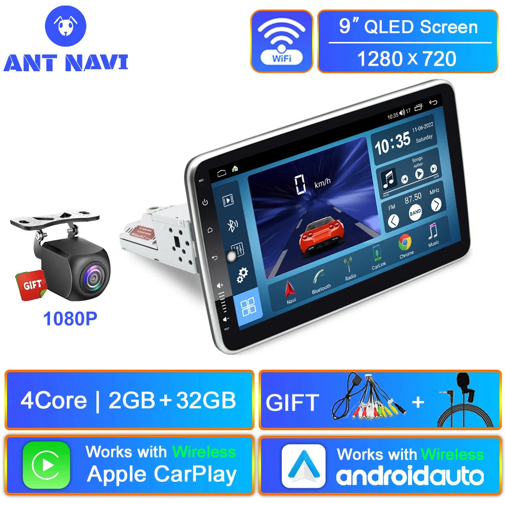 AntNavi 9″ Rotatable Car Multimedia Player